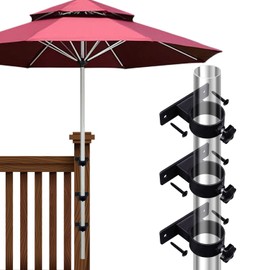 VANROUG Parasol Clamp Bracket, Patio Umbrella Holder, Outdoor Clamp Bracket for Deck, Railing, Fence, Balcony or Courtyard (Pack of 3, Black)