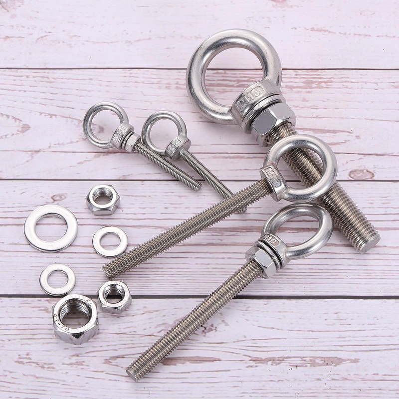 sourcing map Threaded Eye Bolts, 5Set M6x50mm - 304 Stainless