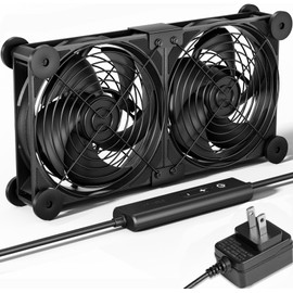 upHere U2DC2 Air Cooling Fan, 4.7 inches (12 cm), Double Fan Small Ventilation Fan, Mini Blower, Fan, Powerful Cooling Cooler, PC Fan, DC 12V Power Supply, 5 Levels of Air Flow Adjustment, Silent,