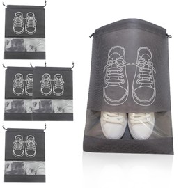 Shoe Bags for Travel - ShiningUU 5 Pcs Large Dustproof Waterproof Shoe Storage with Clear Window | Travel Accessories | Portable Drawstring Keepers for Daily and Travel Use