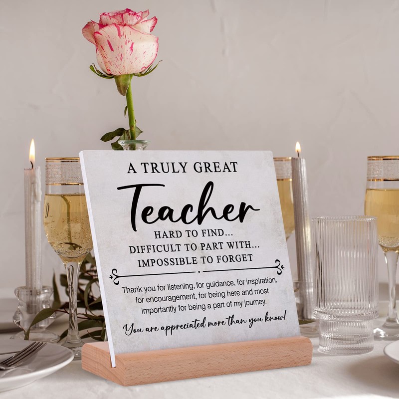 Gowelly Teacher Gifts - Acrylic Plaque with Wooden Base, Thank
