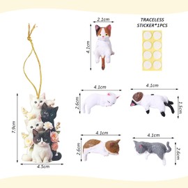 5 Pieces Of Cat Car Ornaments, 1 Piece Of Cat Pendant, Cute Cartoon Animal Decoration, Mini And Convenient, Multi-Function Doll Decoration.