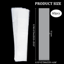PH PandaHall 6×30 inch 60 Pack Poster Bags, 2.3 Mil Long Open-Ended Plastic Sleeves Transparent Storage Poster Tube for Wigs, Posters, Popcorn, Blueprint, Narrow Items, Waterproof, 29.3X5.9'', Clear