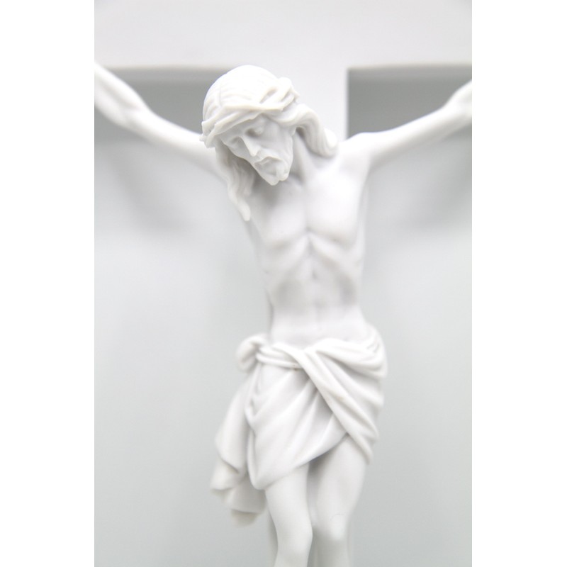Vittoria Collection 16" Wall Crucifix Cross Jesus White Stone Corpus