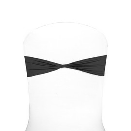 Kipzy Spandex Chair Sashes, Bow Sash Elastic Chair Bands, Ties Without Buckle for Wedding and Events Decoration (Black, 5)