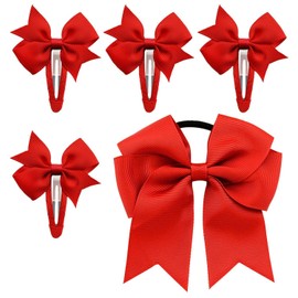 Pack of 4 Red Butterfly Hair Clips and 1 Piece Red Butterfly Hair Ties, Children's Headwear, Elastic Hair Ties, Cute Hair Accessories for Girls, Hair Accessories