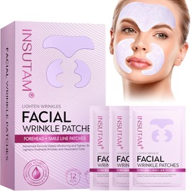 Parches antiarrugas para la frente: parches antiarrugas para la cara que se aplican durante la noche para levantar las líneas de expresión en mujeres, 12 pares