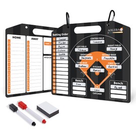 AOLEBA Baseball Lineup Board for Dugout,Dry Erase Magnetic Metal Baseball Clipboard for Coaches with 30 Lineups Cards (Black)