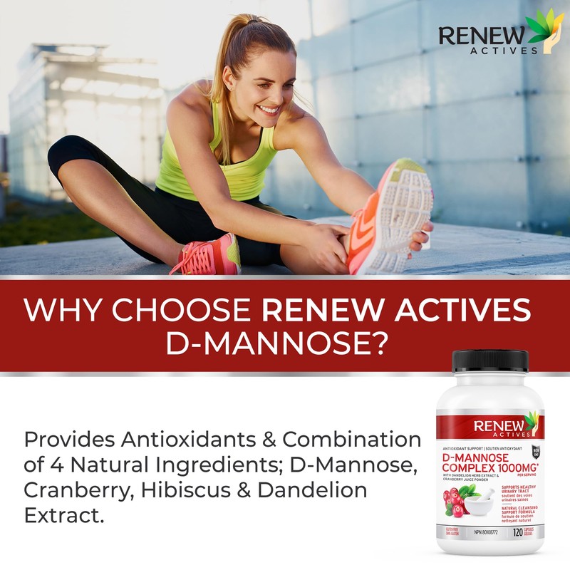 HIGH POTENCY Renew Actives D-Mannose & Cranberry Complex 1000MG –