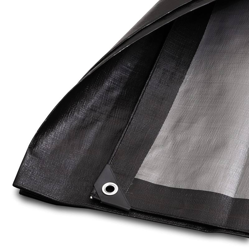 Tarpaulin Strengthened Waterproof with eyelets, Black-Grey, Heavy Duty, Multi-use Cover