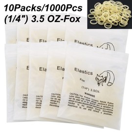 10Packs/1000Pcs Dental Orthodontic Elastics Latex Rubber Bands (10Bags-Fox-1/4-3.5OZ)