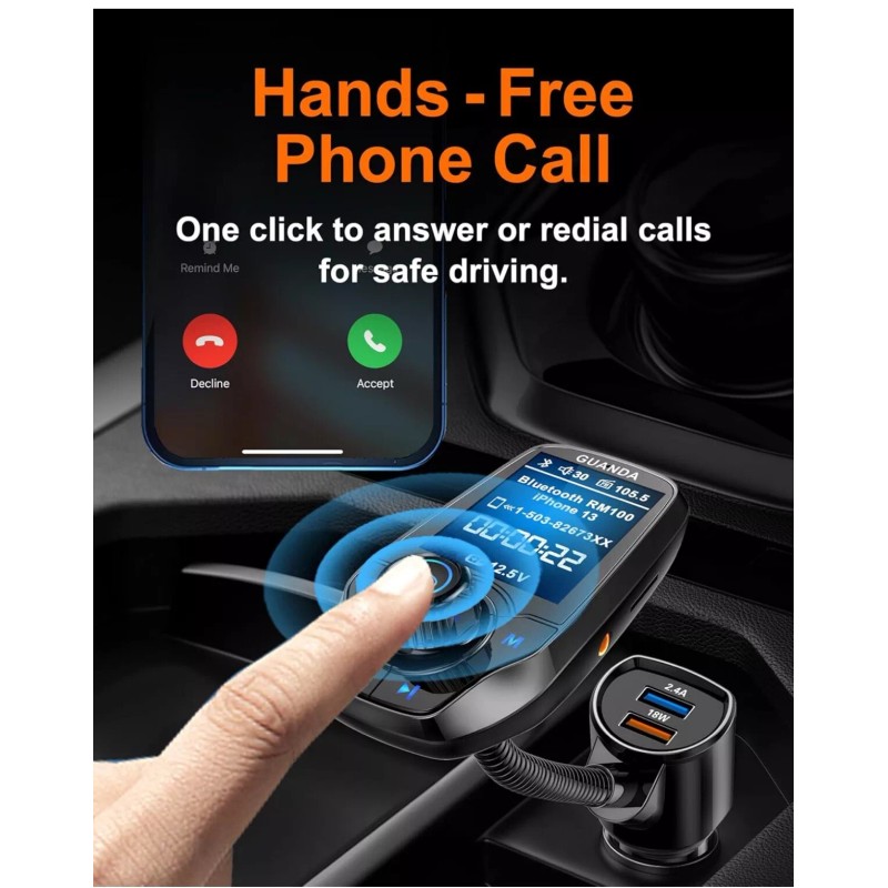Guanda RM100 Wireless Car Transmitter, Radio Adapter Kit. Color Display