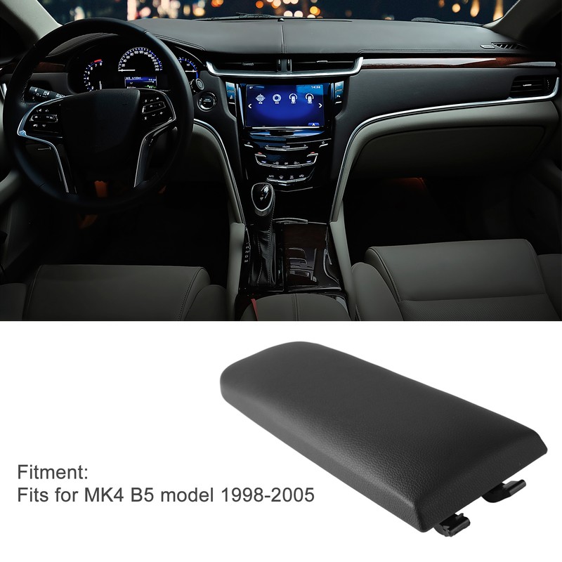 Center Console Armrest Cover PU Leather Black Armrest Protector Lid