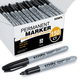 Ezzgol Permanent Markers Bulk, 150 Pack Fine Tip Black Permanent Markers, Waterproof Markers, Premium Smear Proof Pens, Quick Drying, Office Supplies for School, Office, Home