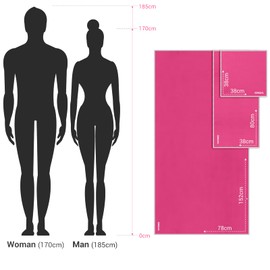 COKWEL Microfibre Hand Towels, Travel Towel, Pack of 3, 152 x 80 cm/80 x 38 cm/38 x 38 cm, Quick Drying Sports Towel, Absorbent Microfibre Towel for Travel, Gym, Beach, Yoga, Sauna (Rose Red)