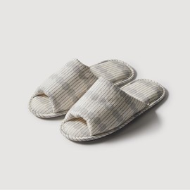 JAJU [JAJU] Crisscross Drawing Dot Living Room Slippers _230-245_Ivory