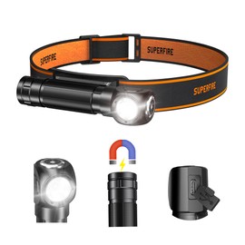 Superfire 1000 Lumens Headlamp Flashlight for Adults Rechargeable, Super Bright LED Head Lamps with 5 Light Modes, Waterproof Head Flashlight with Headband, Magnetic Base for Working, Hunting, Camping