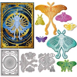 GLOBLELAND Cutting Dies for Tarot Card Frames for Crafts Scrapbooking Metal Animals Cutting Dies Mysterious Moth Punches for Embossing Cards