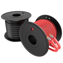 10 AWG Gauge PVC Electrical Wire 2 Pack Total 200ft-Black 100 ft and Red 100 ft Soft Flexible 0.254 mm Tinned Copper Core Resistant PVC Wire for Remote Control Product, Lamp, Household Appliances