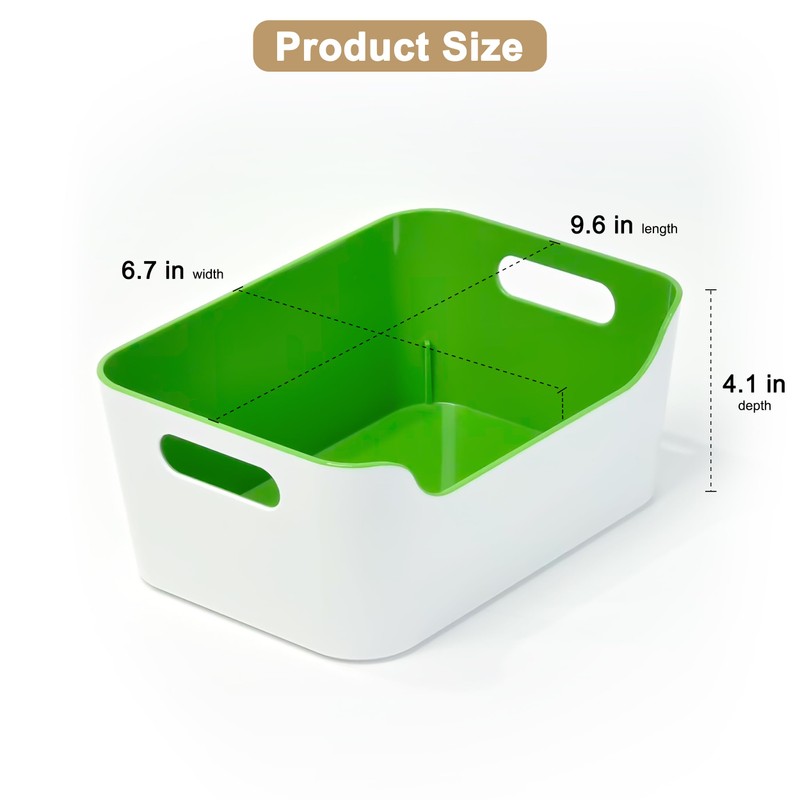 Small Plastic Storage Basket with Handles, Durable Organizer Bin, Open-Top
