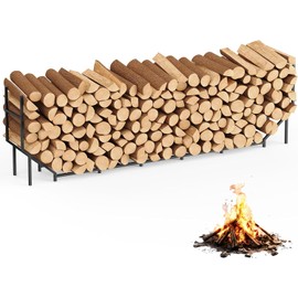 Ebeneze 8.6FT Firewood Rack Holder Outdoor, Heavy Duty Metal Firewood Storage Stand for Patio, Stable Log Holder Wood Stacker Firewood Organizer for Porch Backyard