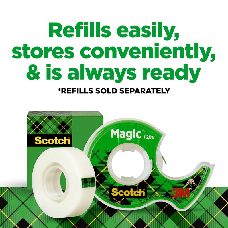 Scotch Magic Tape, 3 Dispensered Rolls, Numerous Applications, Invisible, Clear