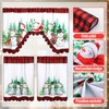 Frienda Christmas Kitchen Curtains Window Curtains and Valance Set Snowman