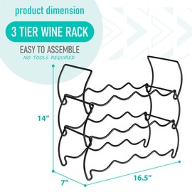 Sorbus 3-Tier Stackable Wine Rack - Classic Style Wine Racks for Bottles - Perfect for Bar, Wine Cellar, Basement, Cabinet, Pantry, etc - Hold 12 Bottles, Metal (Black)