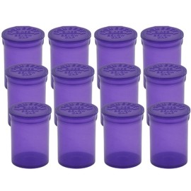 Multi-Use Airtight Empty Pill Bottles with Hinged Lids, 30 Dram Plastic Bottle Organizer for Supplements, Vitamins & Medicines, 12 Pack (Violet Translucent)