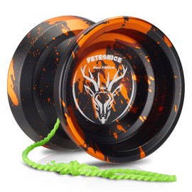 FETESNICE Yoyo Professional, Metal Yoyo for Kids Adults, Unresponsive Yoyos for Intermediate-Advanced Yoyo Players, Pro Alloy Aluminum Yo Yo with 10 Yoyo Strings + Bag + Glove(Black-Gold)