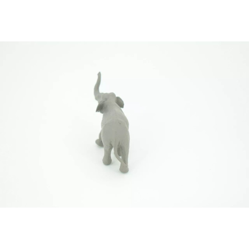 Safari Asian Elephant Toy, Grey, Rubber Animal, Realistic Model Gift,