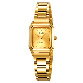 TOOCAT Steel Strap Women's Watch, Fashion Simple Ladies Quartz Watch, Waterproof Gold Pointer Ladies Watch, Gold, square
