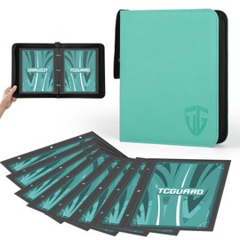 TCGUARD Scrapbook Large for Jumbo Card, PU Material with Zip Jumbo Card Binder for up to 100 XXL Cards, 15.5 x 21 cm for Oversized Cards e.g. VMAX, V or EX, Promo Cards GX Vere etc. Green