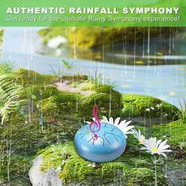 GlamRove Rain Drum for Outside Garden, 6 Inches 8 Notes Chakra Drum for Rain Outdoor, Drum Rain Chime for Garden & Outdoor Use, Professional Steel Tongue Drum for Beginner Adult Kids (Green)