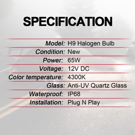 WinPower H9 Halogen Bulbs 65W, Pack of 2