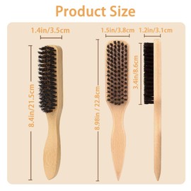 COLAYERIST Slick Back Hair Brush, Boar Bristle Hair Brush for Soft/Medium Hair - Polish Slick Back Hair/Ponytail and Create a Frizz-free Hairstyle, Suitable for Women Men & Kids(Set 1)