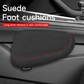 Atsorvicate Alcantane style car leg knee pads memory foam car center console knee cushions car leg pads protect knee and leg elbow pads car copilot Universa version (Red line right leg pad)