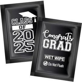 Class of 2025 Wet Wipes Individually Wrapped - Moist Towelettes for Congrads Grad Party Supplies 2025- Pack of 25