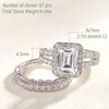 Wuziwen 4 Carat Emerald Cut Sterling Silver Engagement Rings Wedding