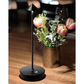 SHANGCAI Cordless Table Lamps Rechargeable, 6000mAh Battery Operated LED Desk Lamp Outdoor Waterproof Portable Touch Dimmable Table Light for Patio Restaurant Dining Home Set of 2 Black