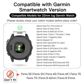 OVERSTEP Watch Band for Garmin Fenix 8 Solar/AMOLED 47mm, Fenix 7, Fenix 6, Fenix 5 Series, Epix Pro 47mm, Fenix E, Forerunner 965/955/945, MARQ – QuickFit, Waterproof, Durable Replacement Strap