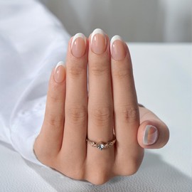 BTArtbox BTArtbox Press On Nails Short - Extra Short Almond French Tip Press On Nails Nude, Fake Nail with Nail Glue, Natural Reusable 32pcs Fake Nails Kit