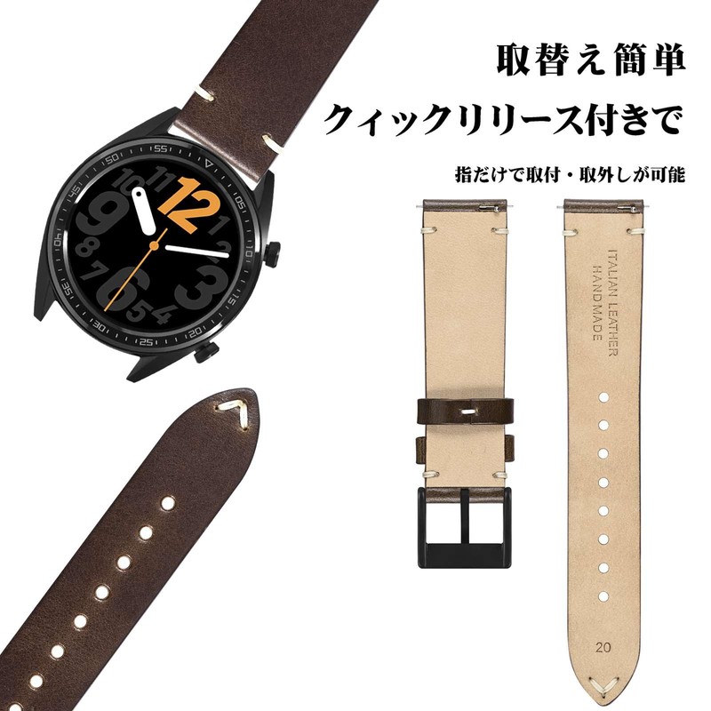 ANNEFIT Genuine Leather Watch Band, 0.7 inch (18 mm), 0.8