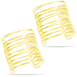 RechicGu 2 Pieces Coil Upper Arm Cuff Bracelet Multi-layer Cross Wire Bracelets Open Armband Adjustable Wide Bangle Minimalist Armlet Fashion Boho Jewelry Gold