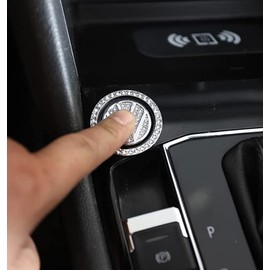 MUTOO Toyota Engine Start Button Ring Push Starter Switch Swaroski Rhinestone Engine Start Button Cover Ring Dress Up Car Accessories Easy Installation Set of 2 (Silver)