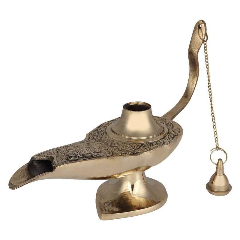 JMD Handcrafted Brass Aladdin genie lamps: incense tubes, Brass, Gold,