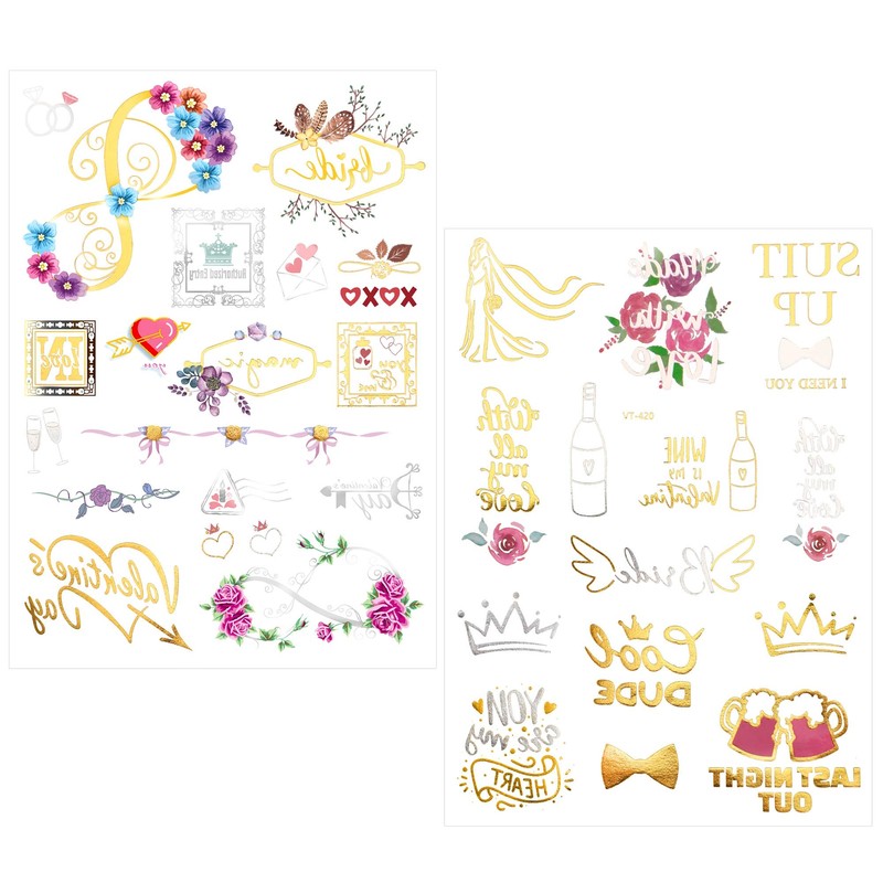 HOWAF 134 Piece Hen Party Tattoo Set, Gold JGA Tattoo