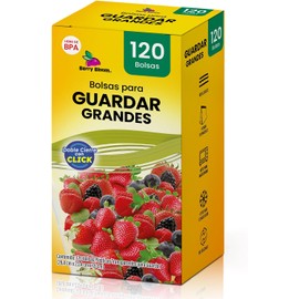 Bolsas Reutilizables De Almacenamiento 120 Piezas, De Galon 23.4x26.8cm, Fondo Expandible, Herméticas, Doble Cierre Sin BPA, Superficie Para Escribir, alimentos, frutas, y congelador