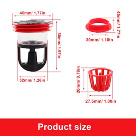 WJUAN Anti-Odour Floor Drain Pack of 2, PVC Floor Drain Filter 41 x 55 mm, 18 Filter Baskets, Odour Trap Shower, Anti-Blocking for Bathroom, Balcony, Kitchen