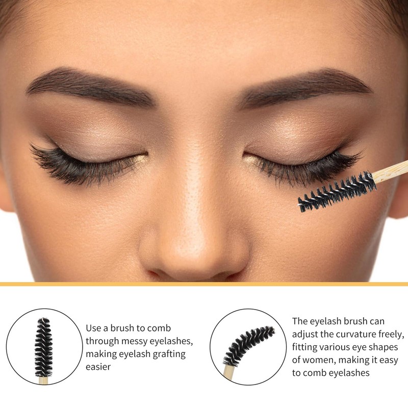 Disposable Lash Mascara Wands, 50PCS Bamboo Eyelash Mascara Brushes, Black
